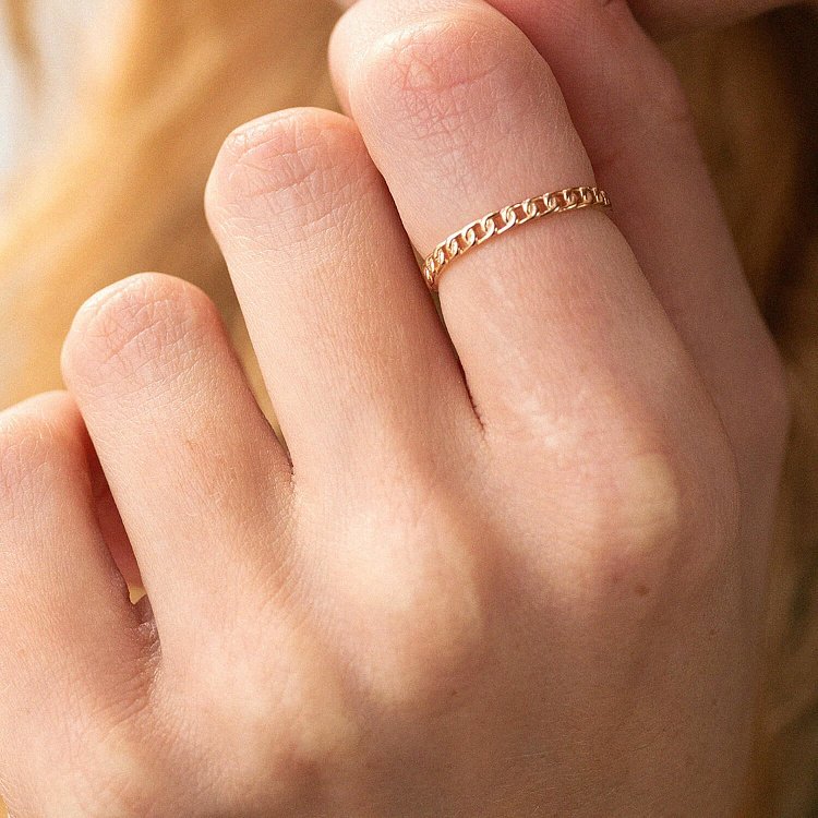 Кольцо "Цепочка" в красном золоте к07156 от ювелирного магазина Оникс - 6