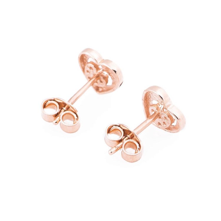 Золоті сережки-пусети "Серця" з фіанітами с04769 від ювелірного магазину Онікс - 1