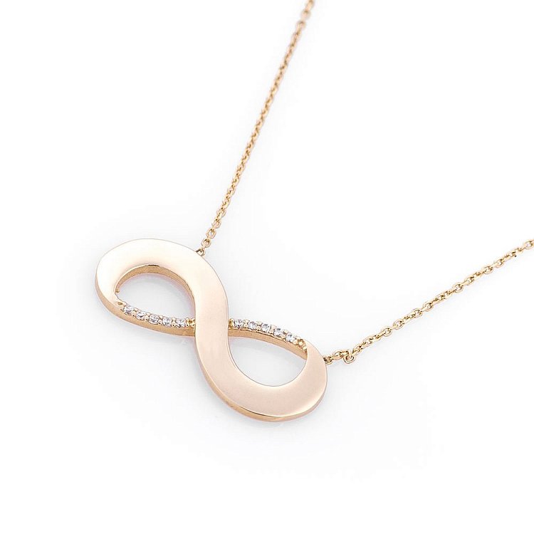 Золотое колье "Бесконечность" (фианиты) кол01076 от ювелирного магазина Оникс