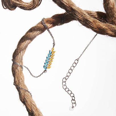 Серебряное колье - галстук "Колосок пшеницы" с фианитами 1254 №4