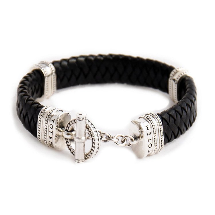 Шкіряний браслет тогла (Toggle Oval) з срібними вставками t30 від ювелірного магазину Онікс