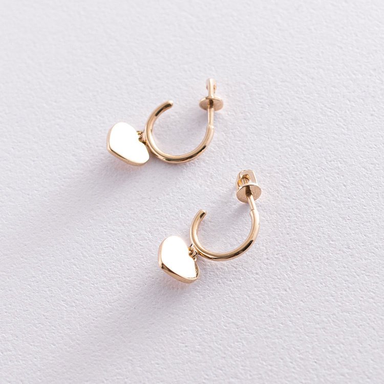 Золоті сережки - пусети "Сердечка" с07393 від ювелірного магазину Онікс - 5