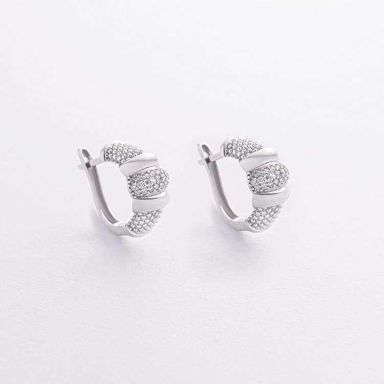 Сережки "Marie" у білому золоті (фіаніти) с09421 від ювелірного магазину Онікс