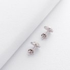 Срібні сережки-пусети з фіанітами 122456 от ювелирного магазина Оникс - 1