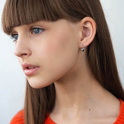 Золотые детские серьги "Сердечки" с05892 №3