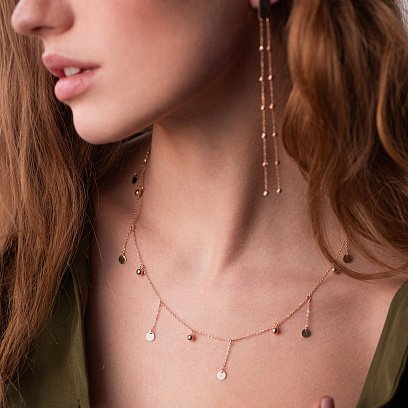 Золоте кольє "Монетки і кульки" 860389 №5