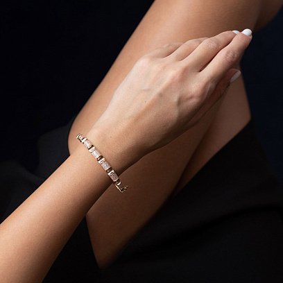 Жесткий браслет в красном золоте (фианиты) б04546 №2