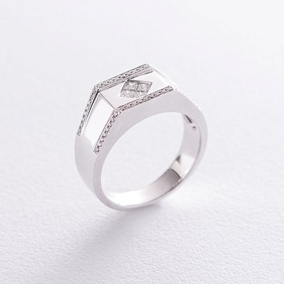 Золота чоловіча печатка з діамантами к987