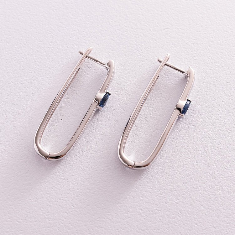 Срібні сережки "Бріана" (сині фіаніти) 123132 від ювелірного магазину Онікс - 2