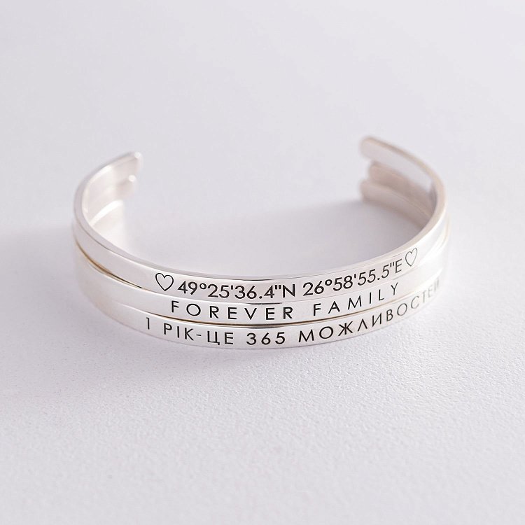 Жорсткий срібний браслет "1 рік - це 365 можливостей" 141479g від ювелірного магазину Онікс - 6