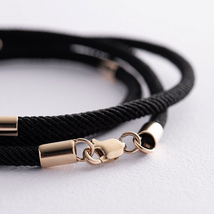 Шелковый шнурок с золотой застежкой 661ж от ювелирного магазина Оникс - 2