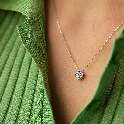 Золотое колье "Клевер" с бриллиантами 133871121 №2