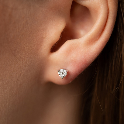 Золотые серьги - пусеты с бриллиантами 344891121 №4