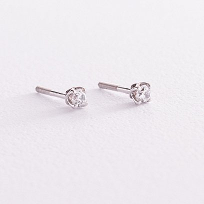 Золотые серьги - пусеты с фианитами с02891