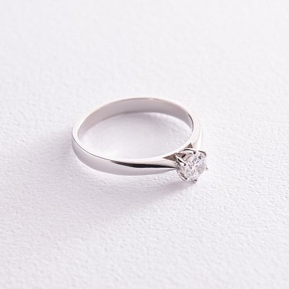 Помолвочное кольцо с фианитом (белое золото) к07171 №5