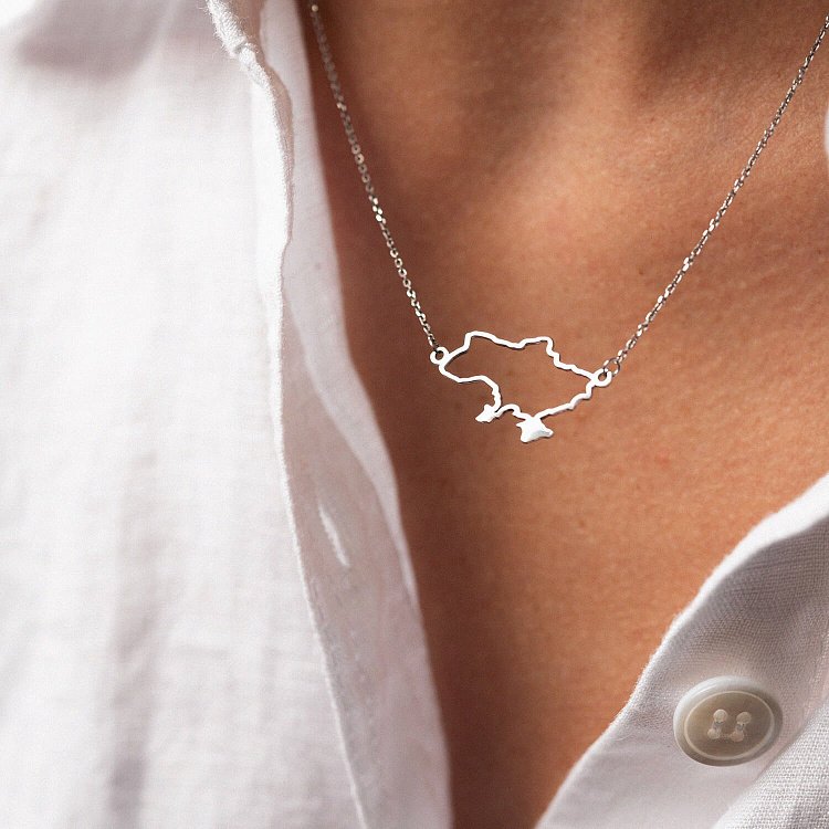 Кольє "Карта України" у білому золоті 4034б від ювелірного магазину Онікс - 12