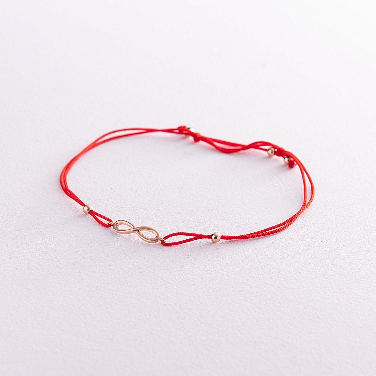 Золотой браслет "Бесконечность" с красной нитью б05140 от ювелирного магазина Оникс