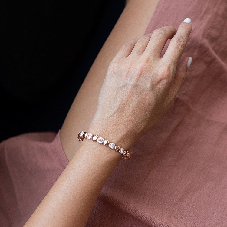 Золотой браслет с фианитами б03758 от ювелирного магазина Оникс - 1