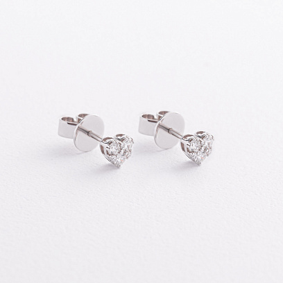 Золоті сережки - пусети "Сердечки" з діамантами сб0550mi №2