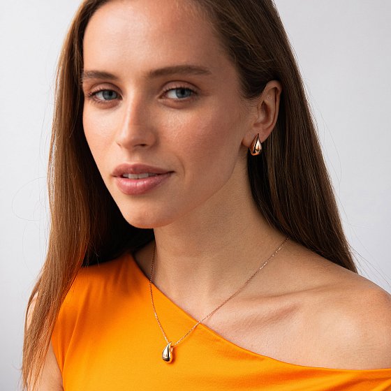 Сережки "Megan" у червоному золоті с09568 №5