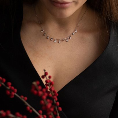 Серебряное колье с фианитами 18566 №15