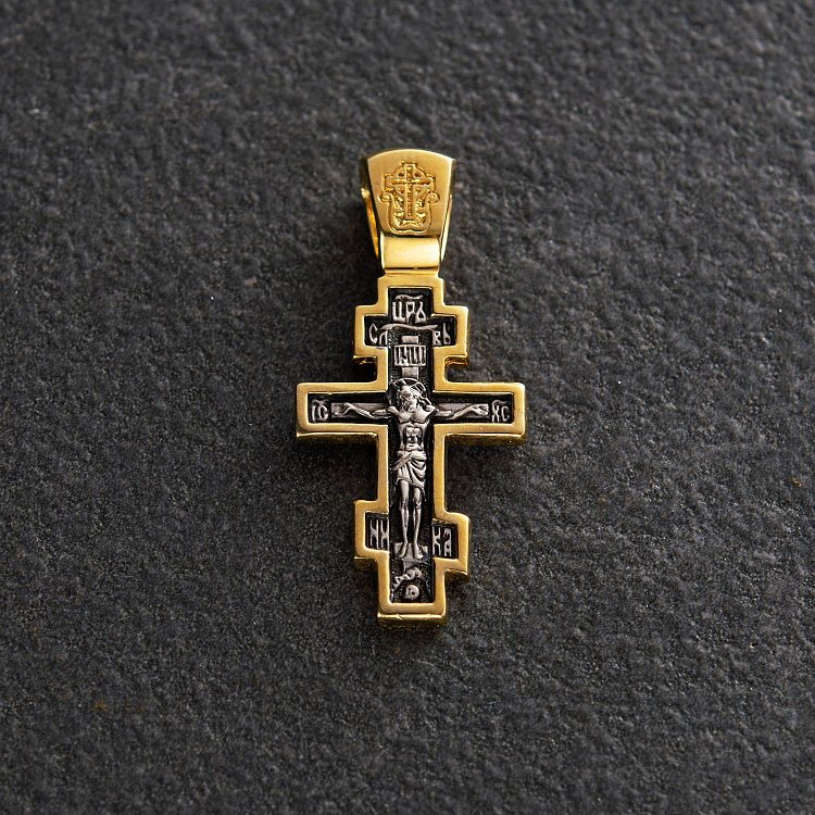 Православный крест Распятие Христово 132908 от ювелирного магазина Оникс