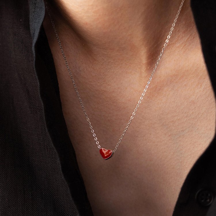 Срібне кольє "Сердечко" (емаль) 18767 від ювелірного магазину Онікс - 3