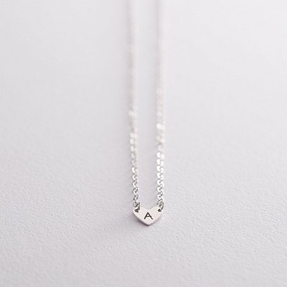 Серебряное колье Сердечко для гравировки 18994 №7