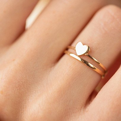 Кольцо "Сердечко" в красном золоте к07152 №3