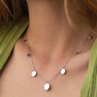 Кольє "Монетки" у білому золоті (7 шт) кол02559