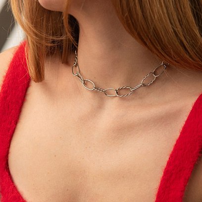 Серебряное колье "Свобода" (родий) 181273 №3