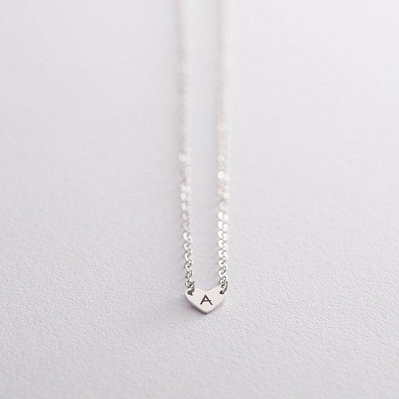 Серебряное колье Сердечко для гравировки 18994 от ювелирного магазина Оникс - 6