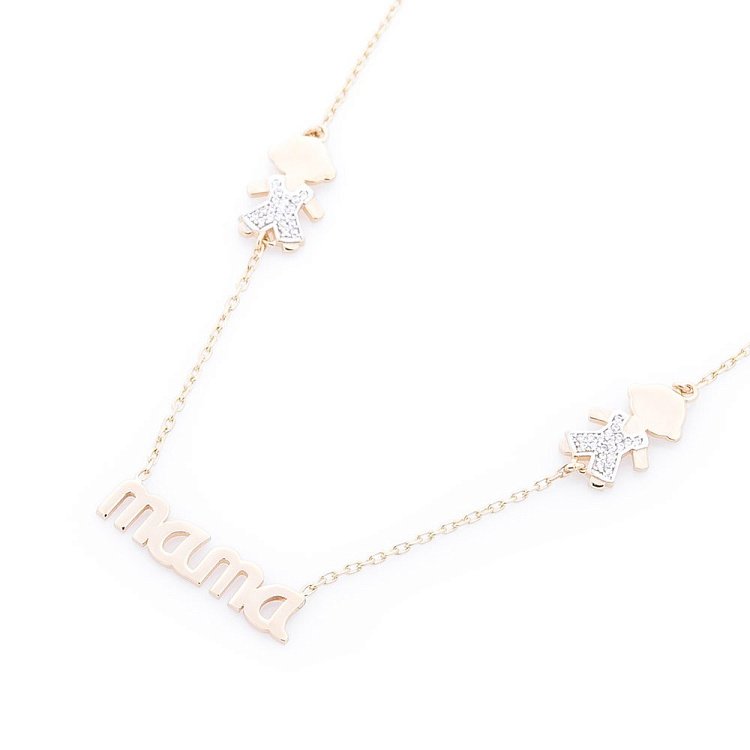 Золоте кольє "Мама і хлопчики" (фіаніт) кол01009 від ювелірного магазину Онікс