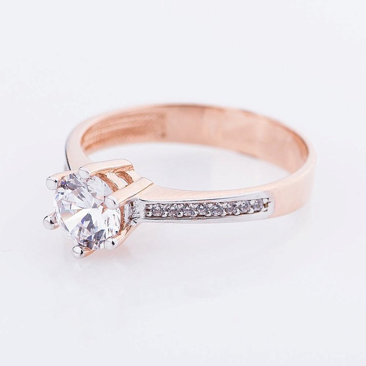 Помолвочное кольцо с фианитами к04736 от ювелирного магазина Оникс - 1