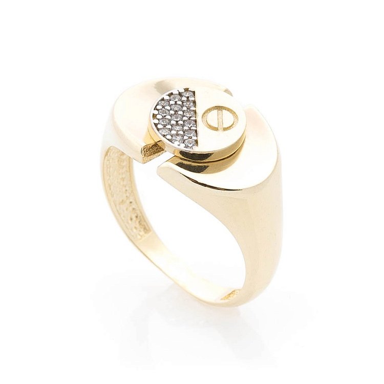 Золотое кольцо с фианитами к05214 от ювелирного магазина Оникс