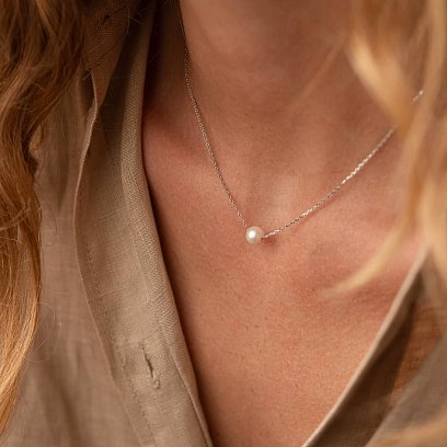 Колье "Жемчужина на цепочке" (белое золото) кол02289 №4