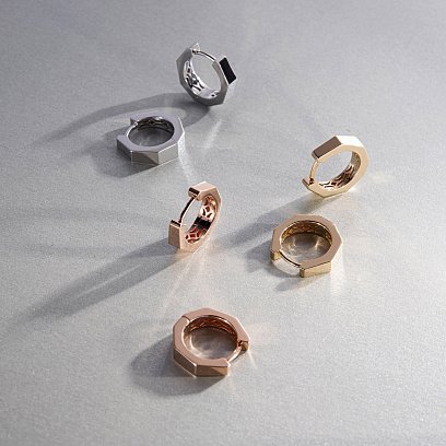 Серьги - кольца "Bruna" в белом золоте с09027 №5