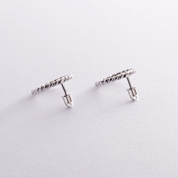 Серьги - пусеты "Триана" в белом золоте с08279 от ювелирного магазина Оникс - 5