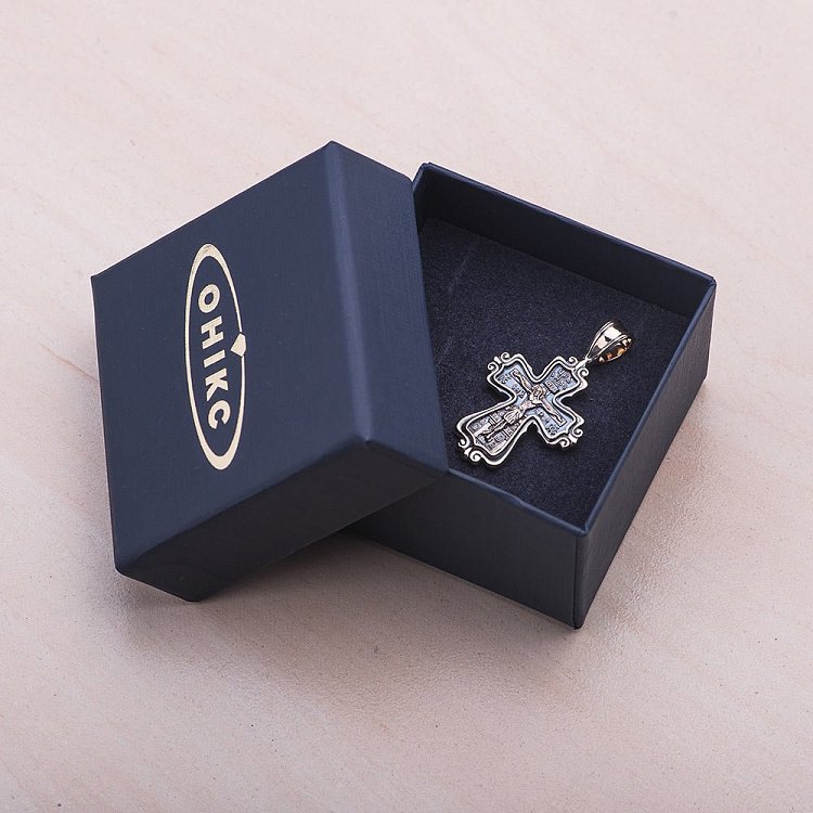 Золотой православный крест "Распятие. Икона" от ювелирного магазина Оникс - 2