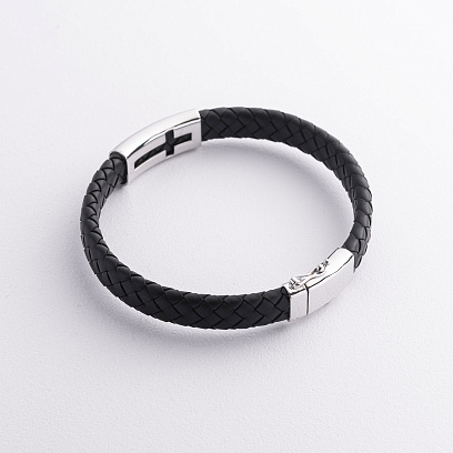 Золотой браслет "Крестик" с каучуком б03072 №2