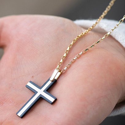 Хрест із жовтого золота (циркон) 603-00007 №2