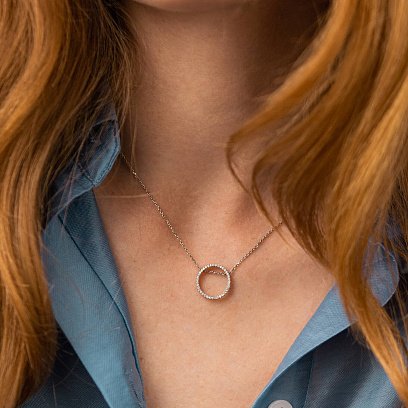 Серебряное колье "Круговорот" с фианитами 908-00918 №4
