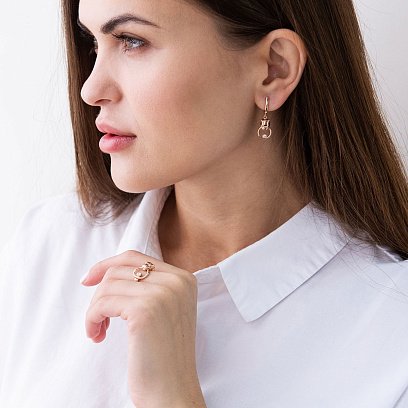 Золотые серьги "Пантера" (фианиты) с07196 №2