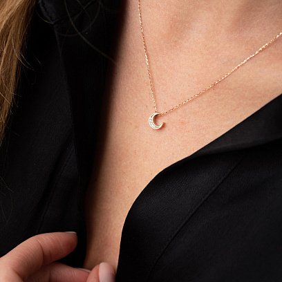 Колье "Луна" с фианитами (красное золото) кол02309 №8