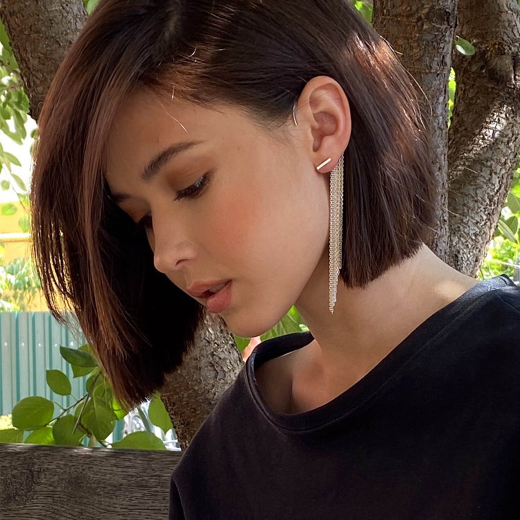 Серебряные серьги-пусеты "Минимум" (квадратные) 122488 от ювелирного магазина Оникс - 9