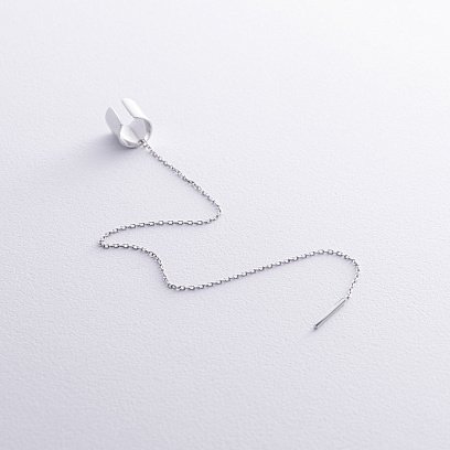 Сережки - каффа з ланцюжком (біле золото) с08730 №4