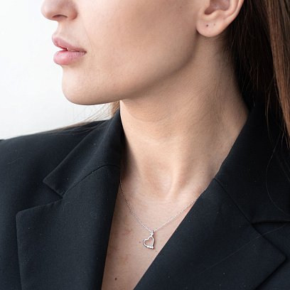 Серебряное колье "Сердечко" 181022 №4