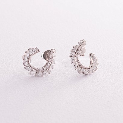 Золоті сережки - пусети з діамантами сб0407nl №3