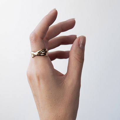 Золотое кольцо "Круговорот" (тройное) к08019 №7