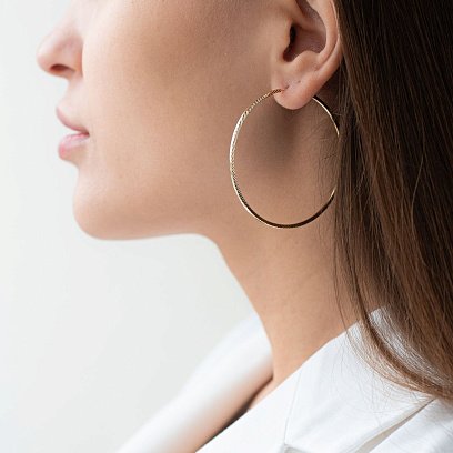 Серьги - кольца в желтом золоте (5.4 см) с07190 №2